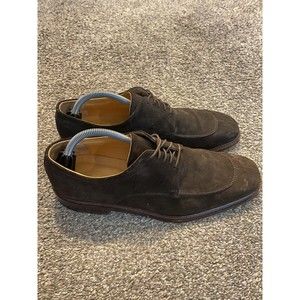 Salvatore Ferragamo Men's Size 9  Dress Shoes Brown Lace Up Oxford Derby Suede